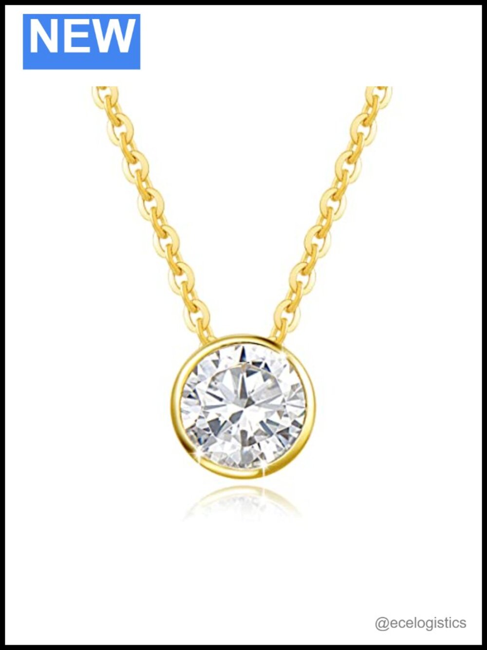 14k Solid Gold 1 Carat Moissanite Bezel Set Solitaire Pendant Necklace